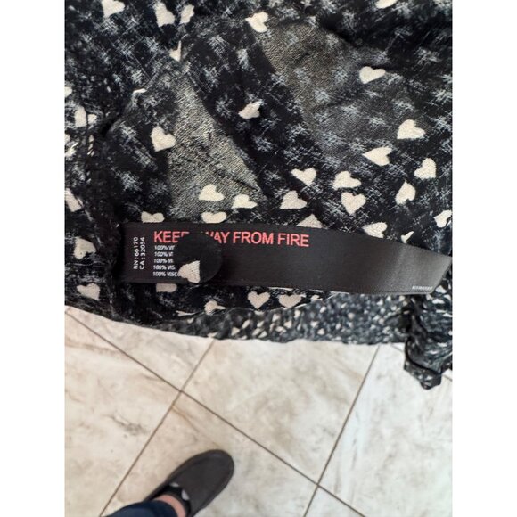 Anthropologie Black With White Heart Print Square Neck Juliet Mini Dress Large - Picture 6 of 9